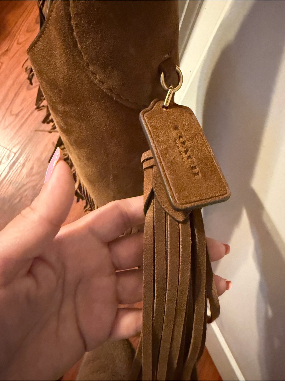 Coach Suede Fringe Shoulder Bag - Cognac Brown - Picture 2 of 4